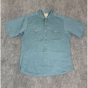 VTG Banana Republic Bush Shirt Mens Blue  Epaulets Safari Utility Cotton Size L